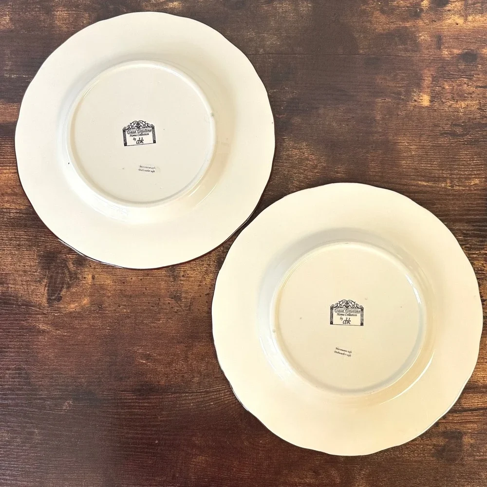 Casa Cristina Home Collection by CBK Floral Ceramic Dinner Plates Set of 2 Mixed
